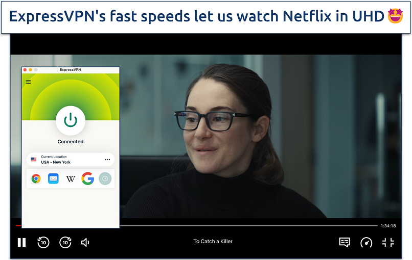 Screenshot of To Catch a Killer streaming with ExpressVPN connected